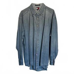 Tommy Hilfiger Men's Denim Long Sleeve Button Down Shirt Size XL